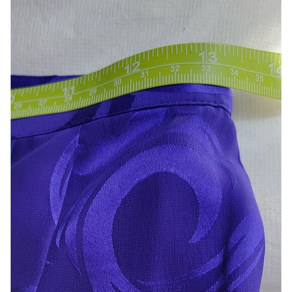 Women's Vintage Jewel Purple Silk Pencil Skirt Swirl Pattern Size Small-Med - Picture 9 of 10